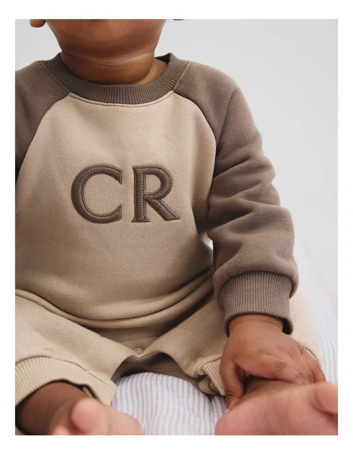 Cotton Logo Oversized Jumpsuit in Mushroom Multi image 2