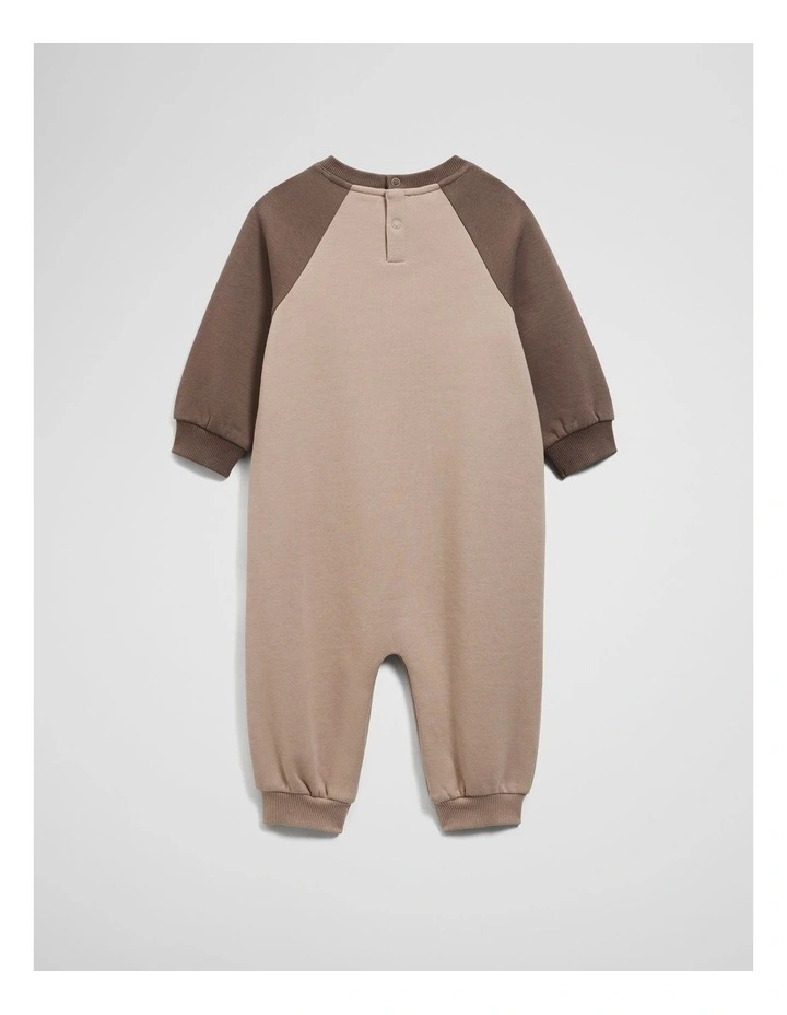 Cotton Logo Oversized Jumpsuit in Mushroom Multi image 5