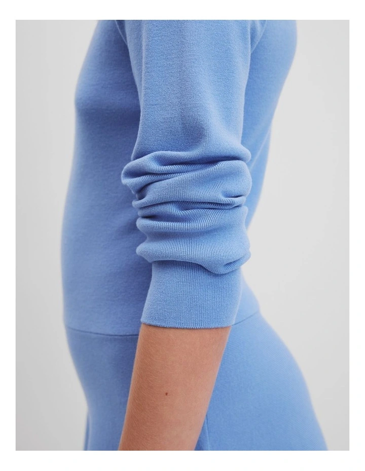Crew Neck Knit Dress in Sky Blue image 3