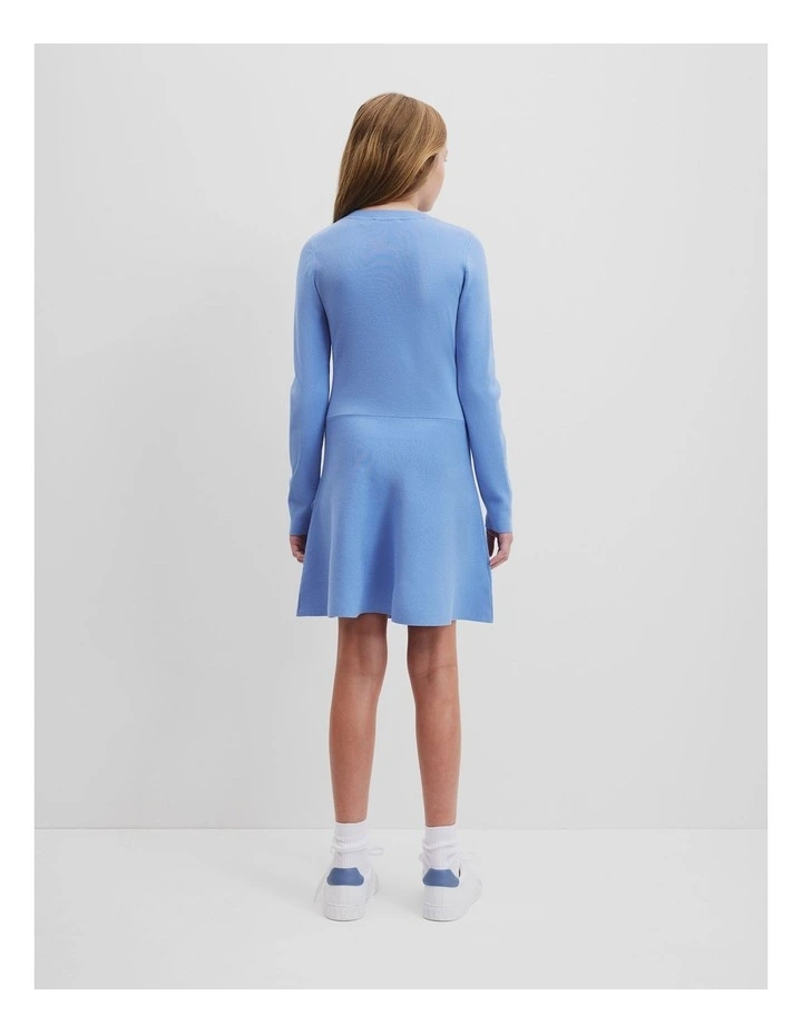 Crew Neck Knit Dress in Sky Blue image 4