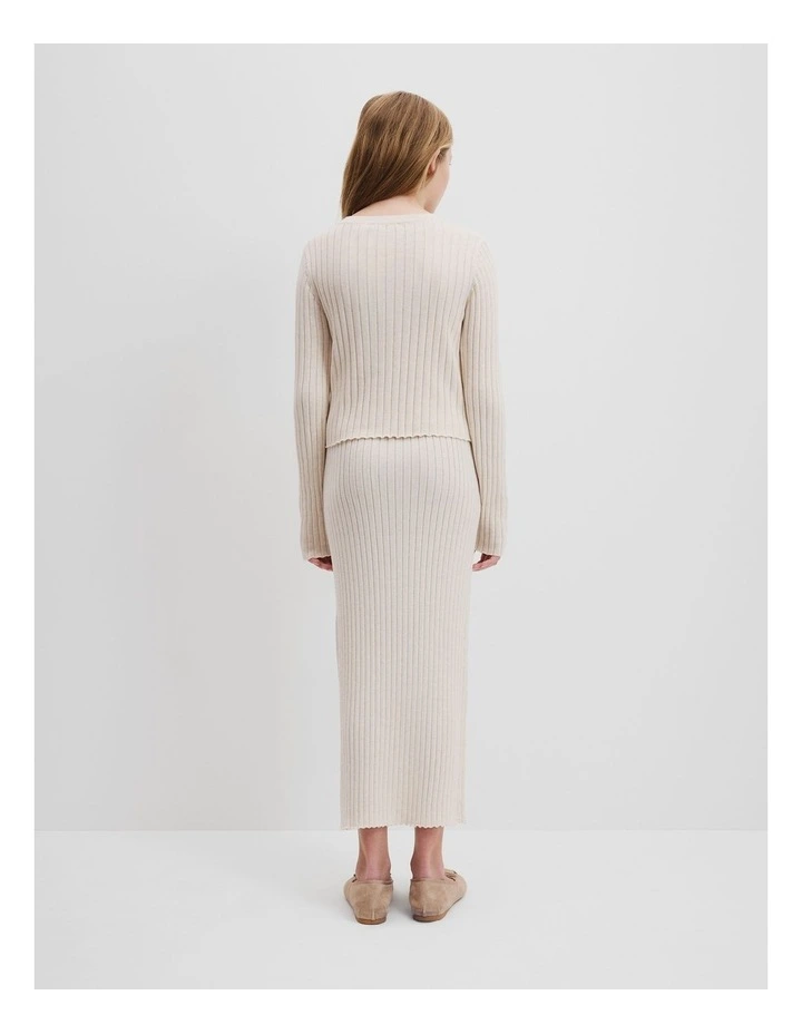 Teen Rib Knit Long Sleeve Top in Oatmeal image 4