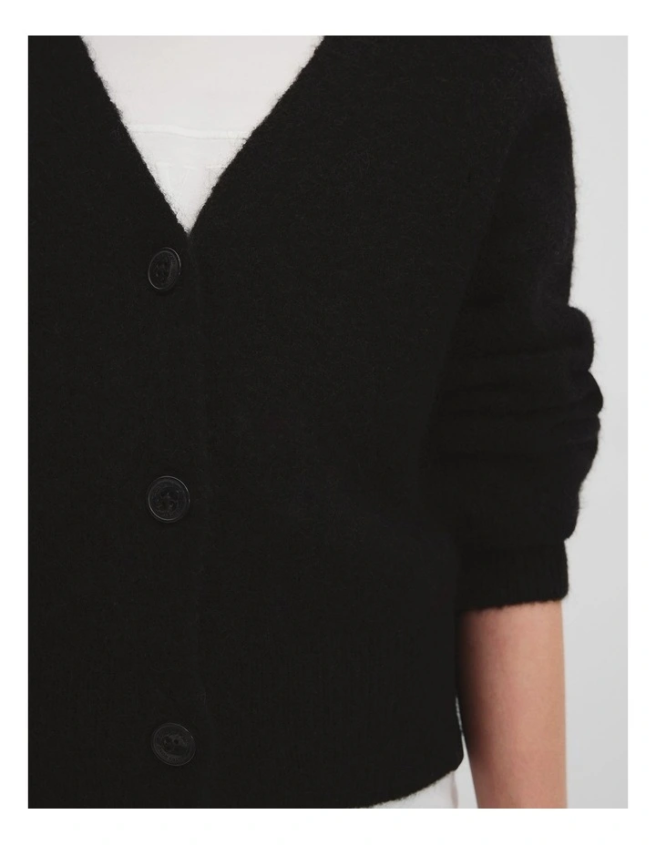 Teen Fluffy Knit Cardigan in Black image 3