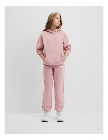 Teen Australian Cotton Logo Hooded Sweat in Dusty Pink