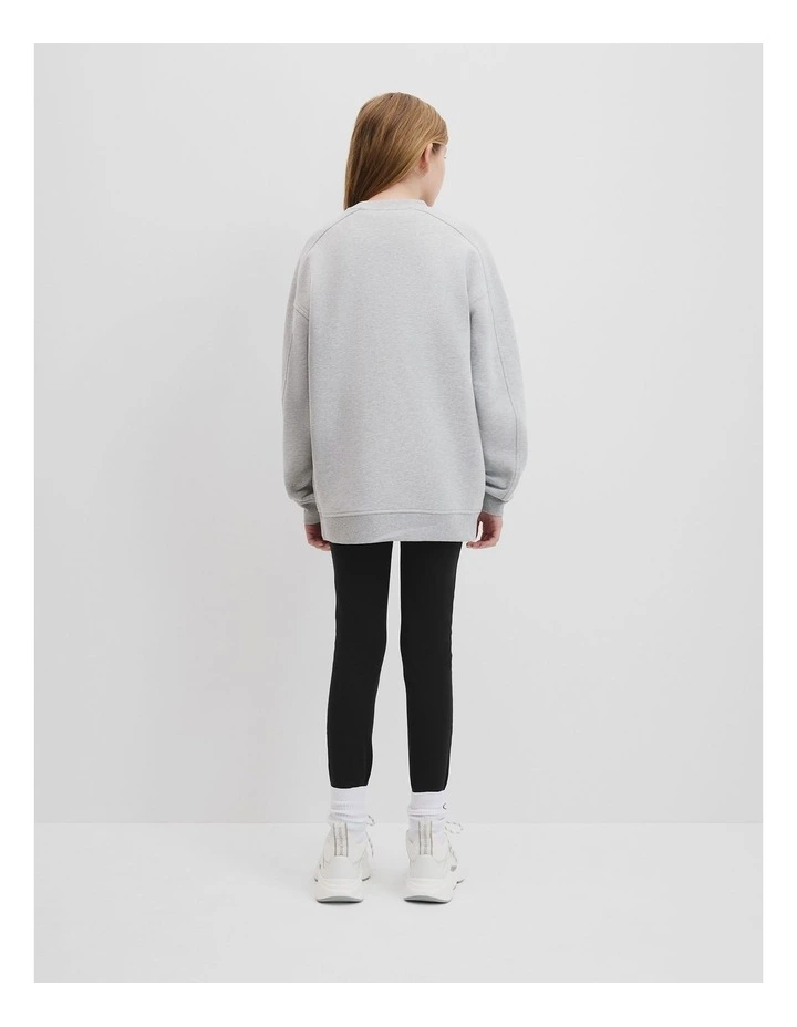 Teen Cotton Panelled Logo Sweat in Light Grey Marle image 4