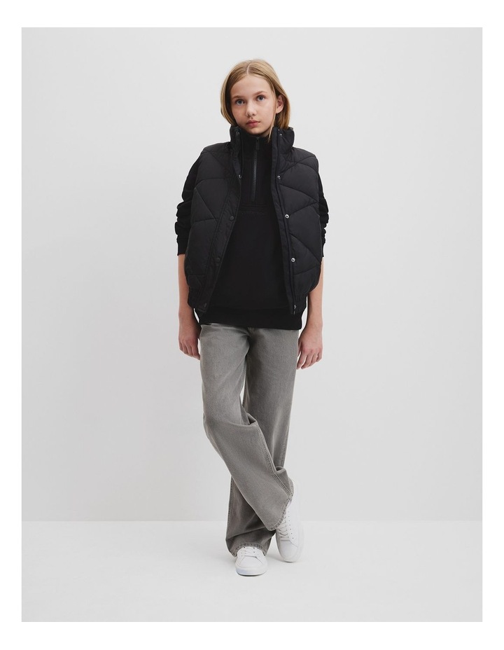 Teen Australian Cotton Collared Half Zip Sweat in Black image 1