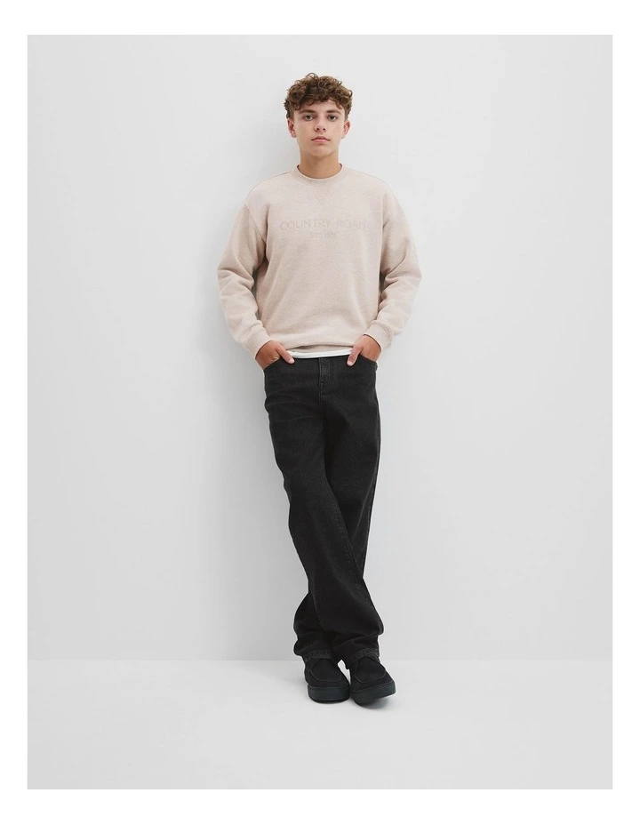 Teen Cotton Logo Crew Neck Sweat in Stone image 1