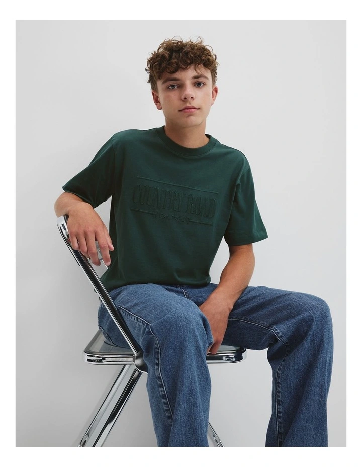 Teen Australian Cotton Heritage Oversized T-Shirt in Bottle Green image 2