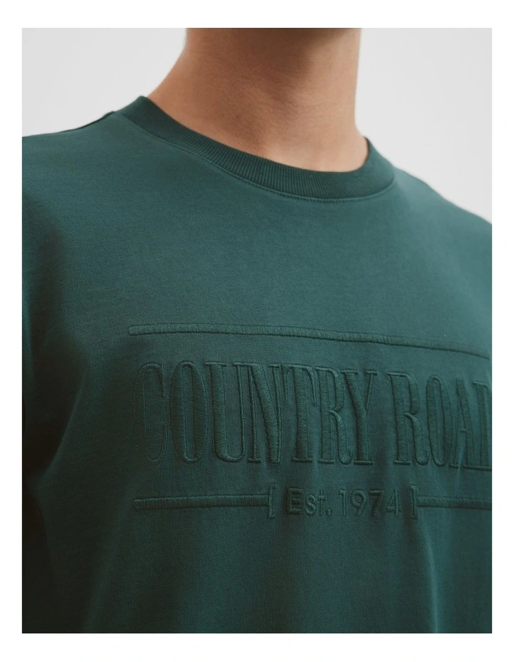 Teen Australian Cotton Heritage Oversized T-Shirt in Bottle Green image 3