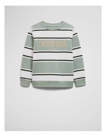 Verified Australian Cotton Heritage Sweat in Fern Stripe