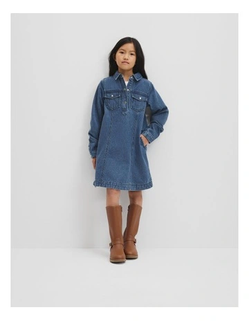 Denim Shirt Dress in Indigo