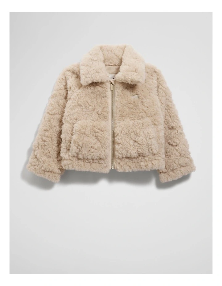 Shearling Jacket in Stone image 4
