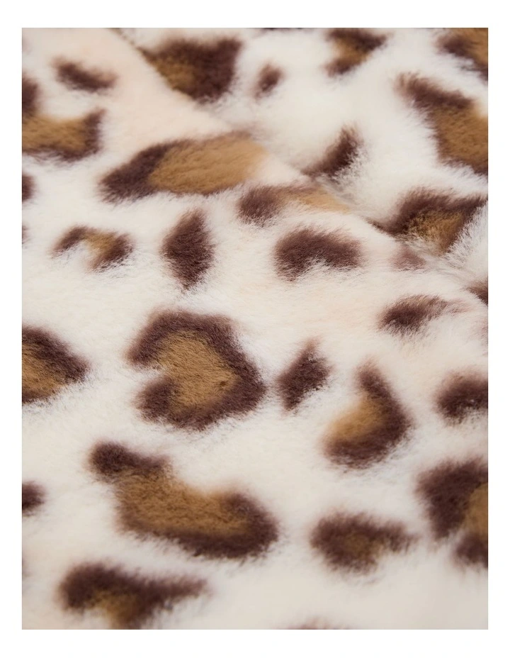 Faux Fur Bomber Jacket in Leopard image 2