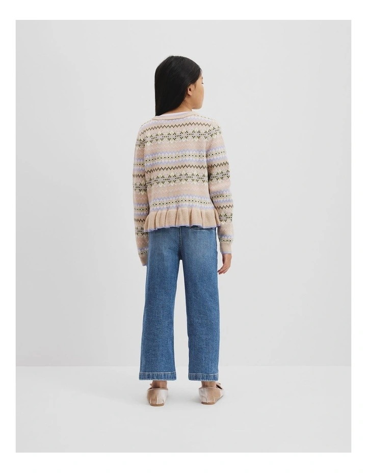 Cotton Fair Isle Knit Cardigan in Multicolour image 3
