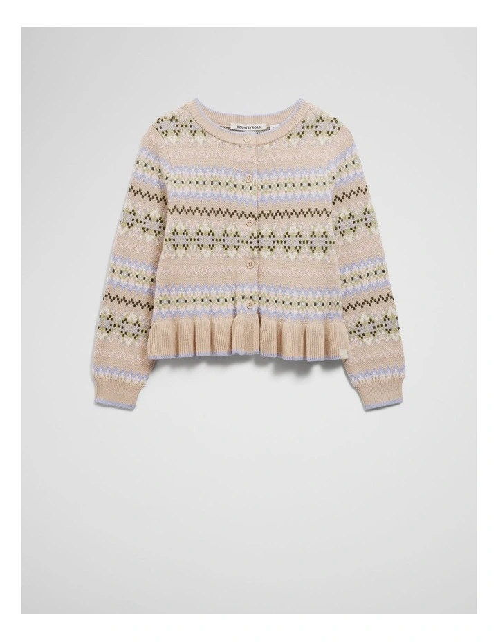 Cotton Fair Isle Knit Cardigan in Multicolour image 4