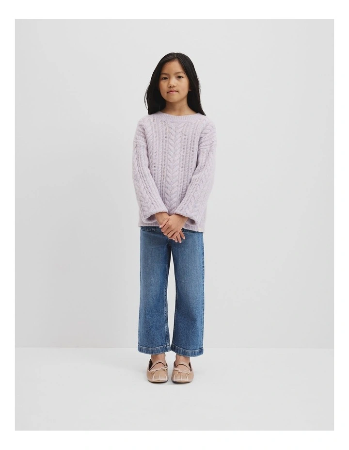 Cable Knit Pullover in Lavender Marle image 1