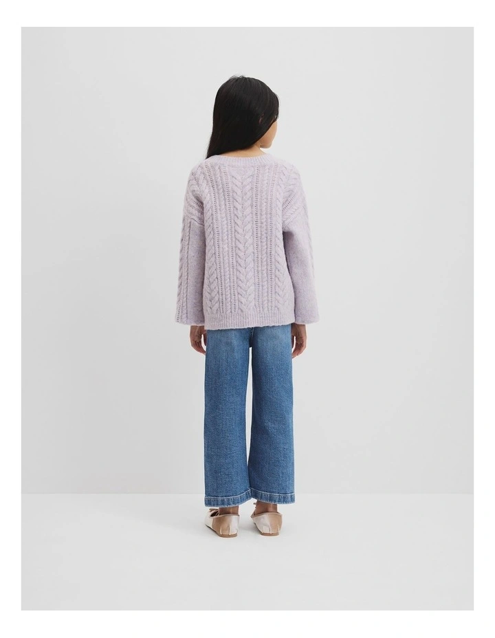 Cable Knit Pullover in Lavender Marle image 3