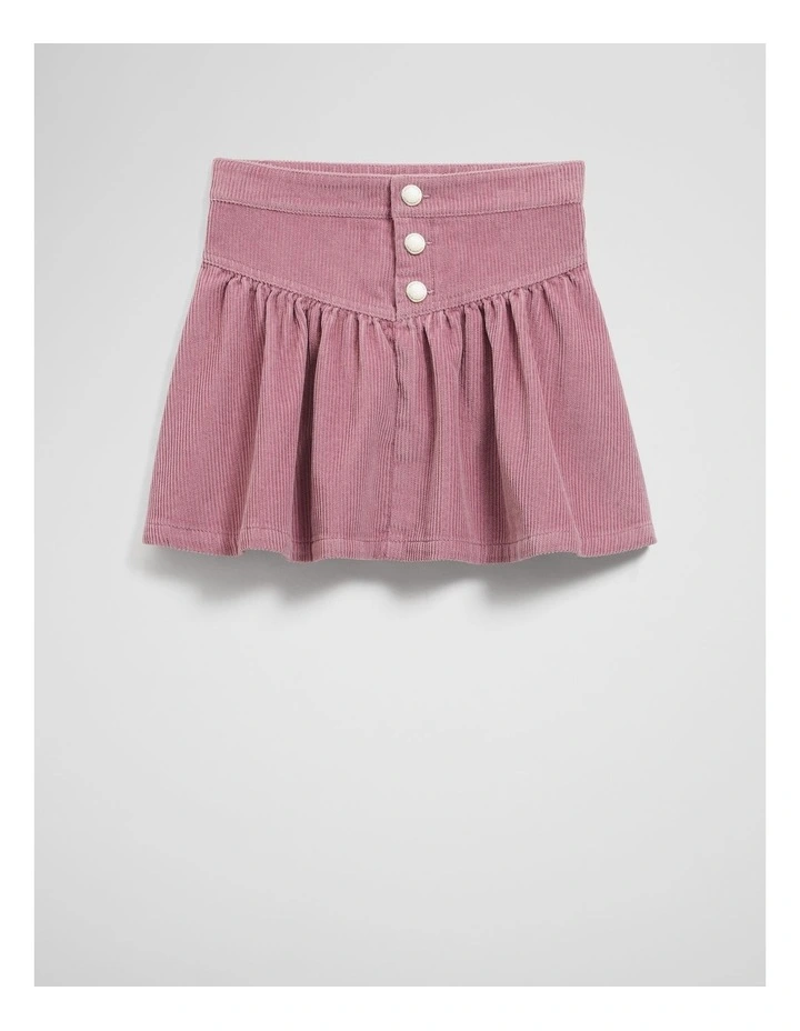 Cord Flounce Skirt in Berry image 1