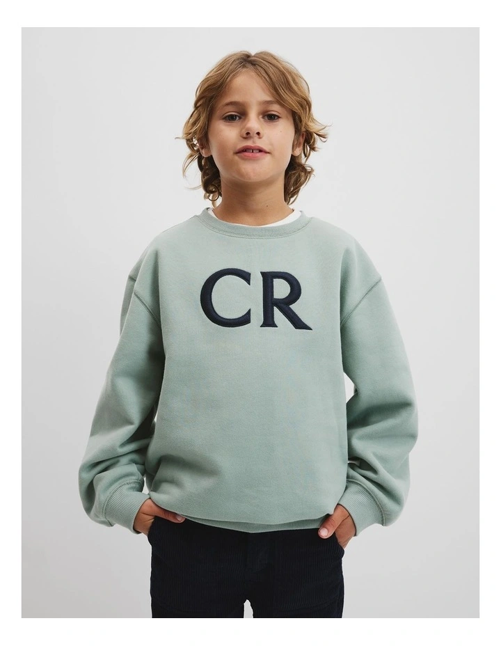 Cotton Oversized Country Road Logo Sweat in Fern image 2