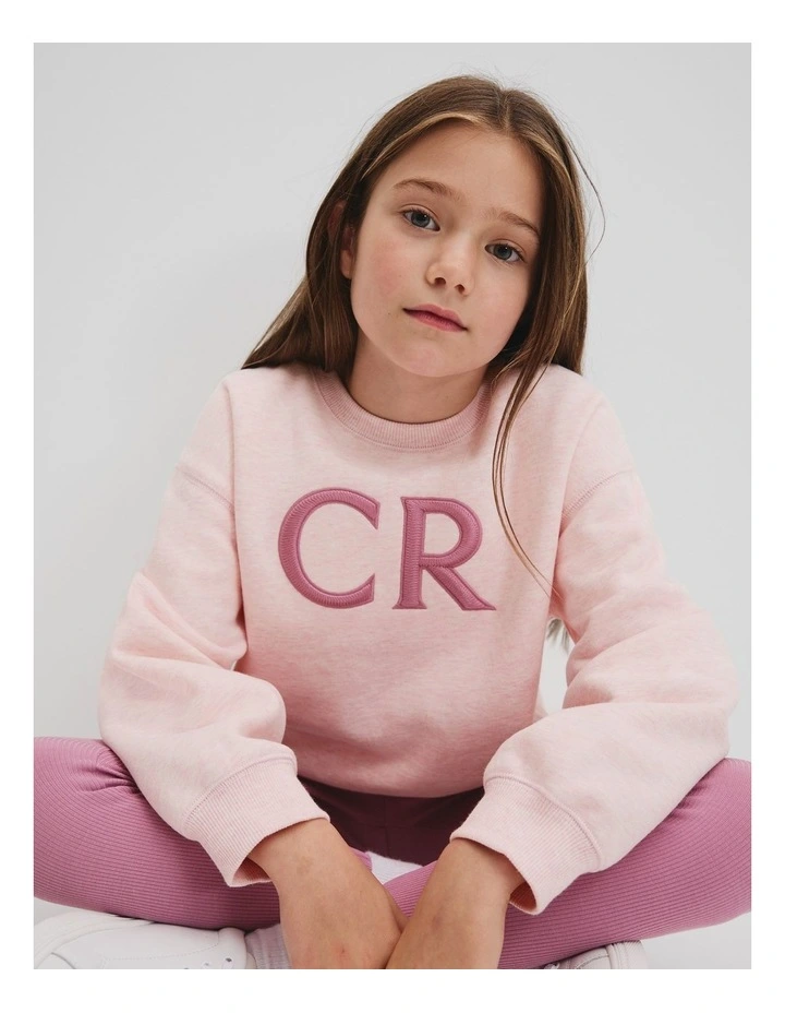 Cotton Oversized Country Road Logo Sweat in Pink Marle image 2