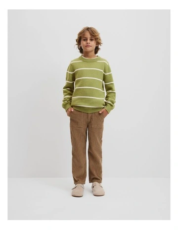 Organically Grown Cotton Blend Textured Stripe Knit in Pear
