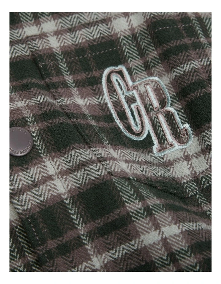Cotton Hooded Check Shirt in Forest Green image 2