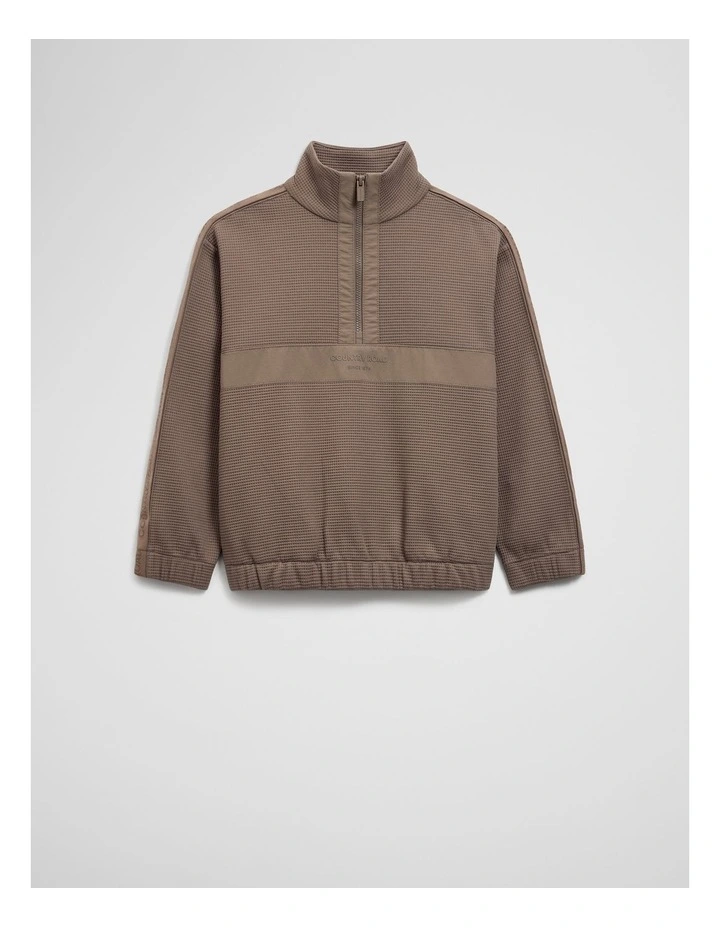 Organically Grown Cotton Waffle Splice Sweat in Chocolate image 1