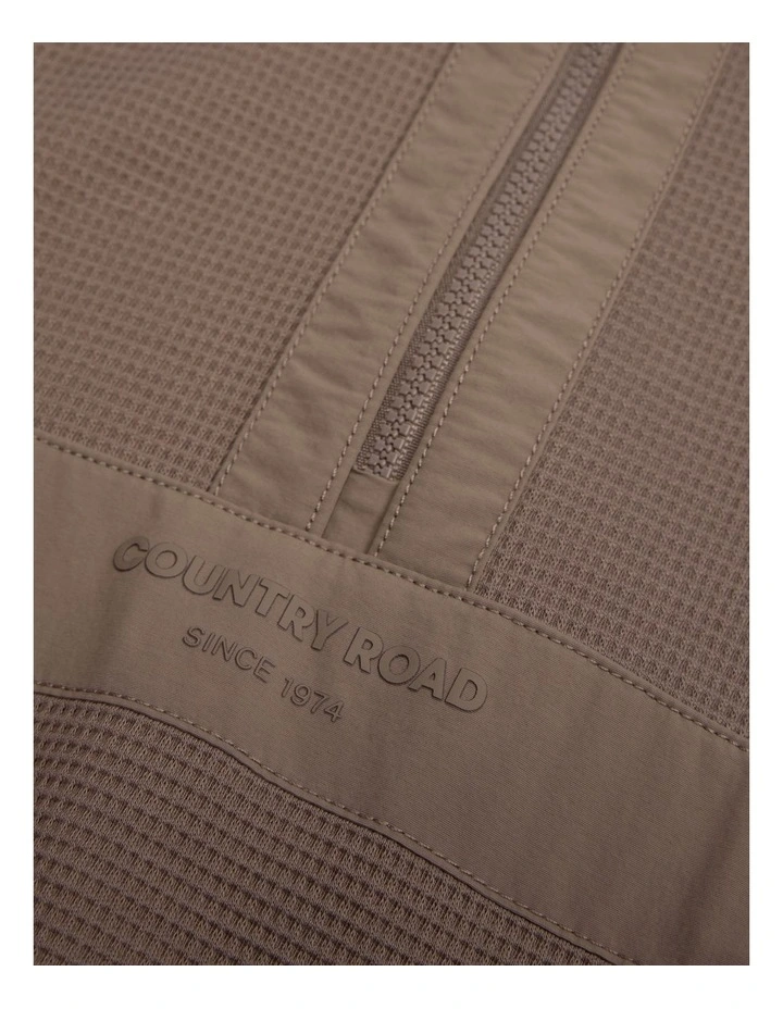Organically Grown Cotton Waffle Splice Sweat in Chocolate image 2