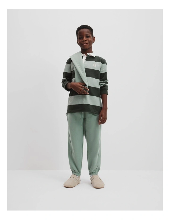 Organically Grown Cotton Stripe Rugby Top in Forest image 1