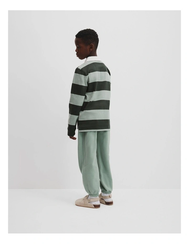 Organically Grown Cotton Stripe Rugby Top in Forest image 3