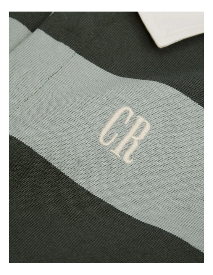 Organically Grown Cotton Stripe Rugby Top in Forest image 5