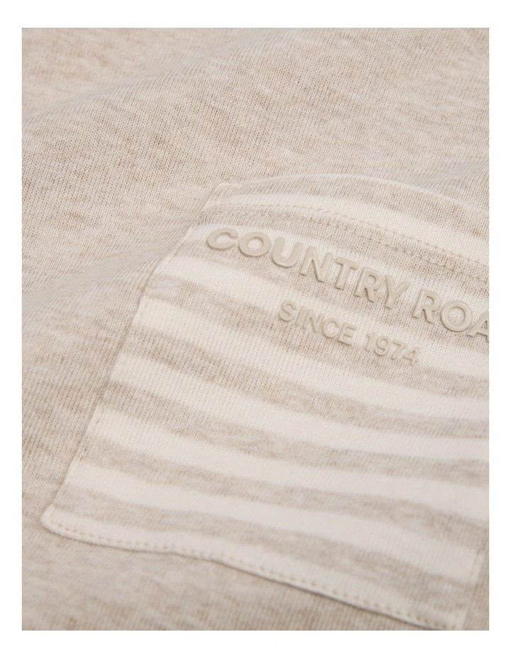 Long Sleeve Pocket T-shirt in Stone Marle image 2