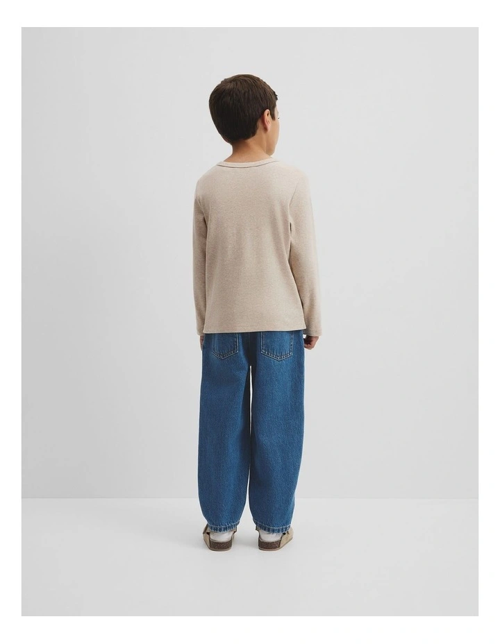 Long Sleeve Pocket T-shirt in Stone Marle image 3