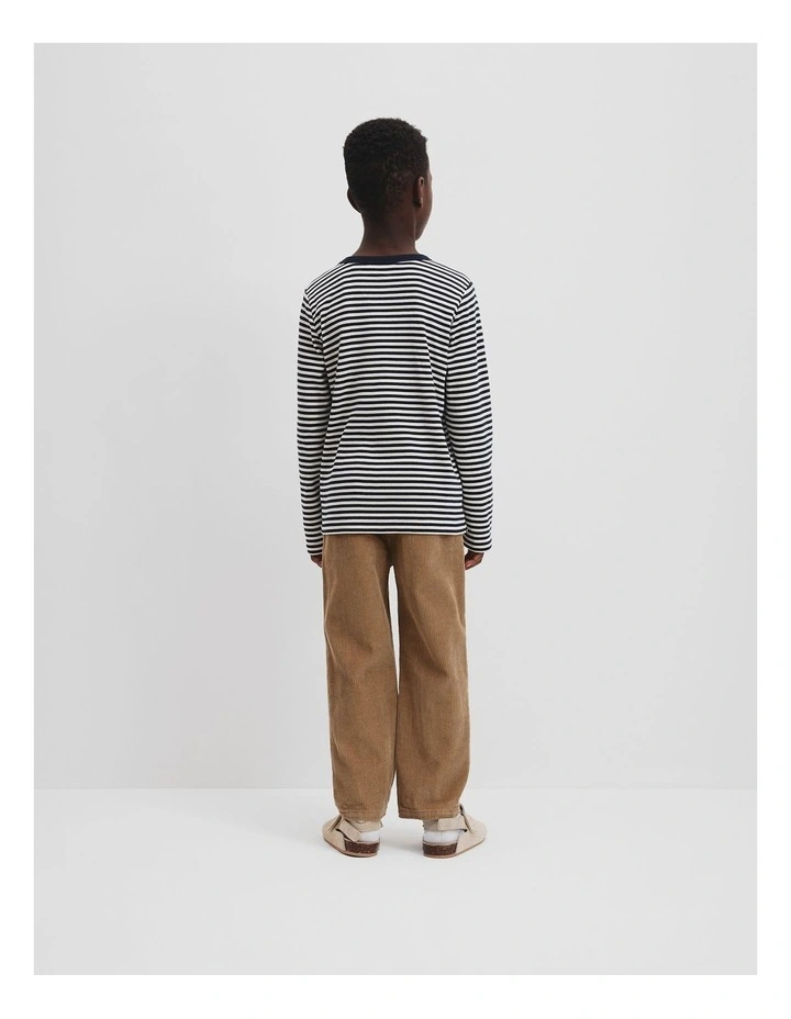 Organically Grown Cotton Long Sleeve Pocket T-shirt in Navy Stripe image 3