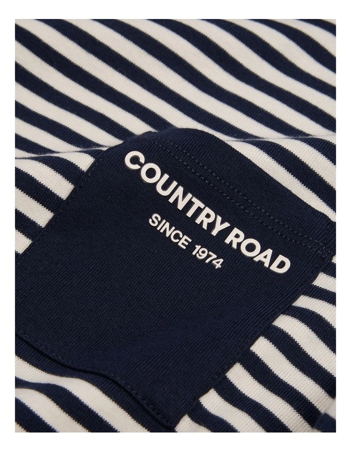 Organically Grown Cotton Long Sleeve Pocket T-shirt in Navy Stripe image 5