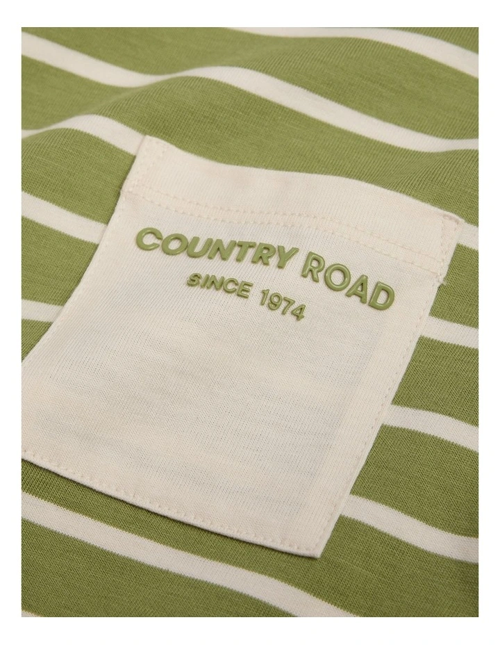 Cotton Pocket T-Shirt in Pear Stripe image 2