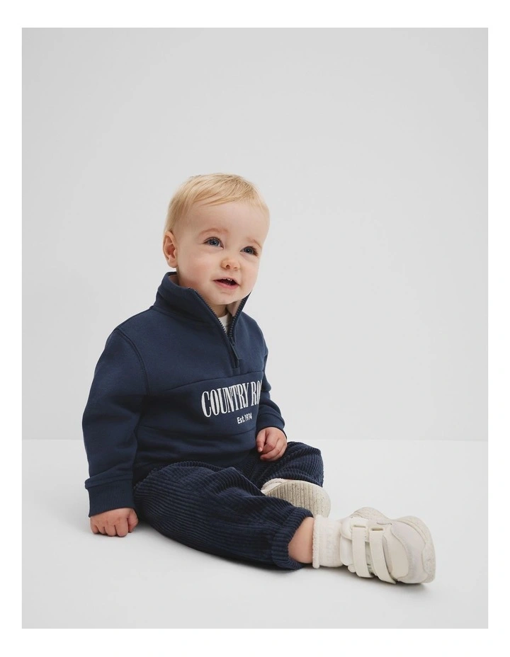 Verified Australian Cotton Heritage Half Zip Sweat in Navy image 1