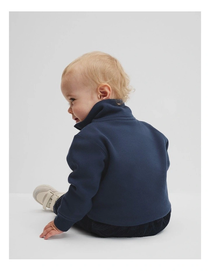 Verified Australian Cotton Heritage Half Zip Sweat in Navy image 3