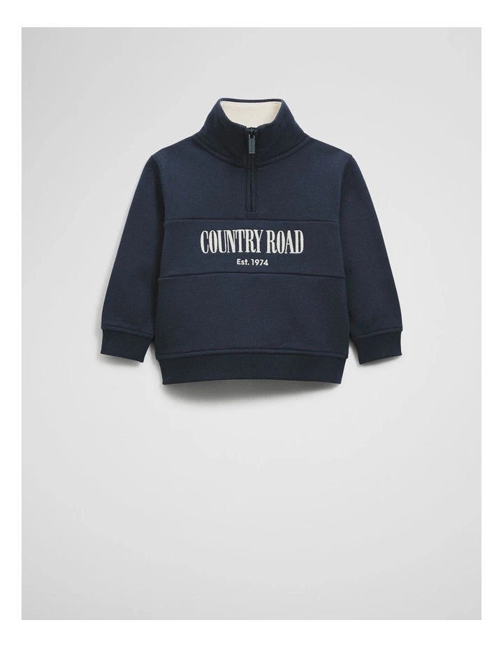 Verified Australian Cotton Heritage Half Zip Sweat in Navy image 4