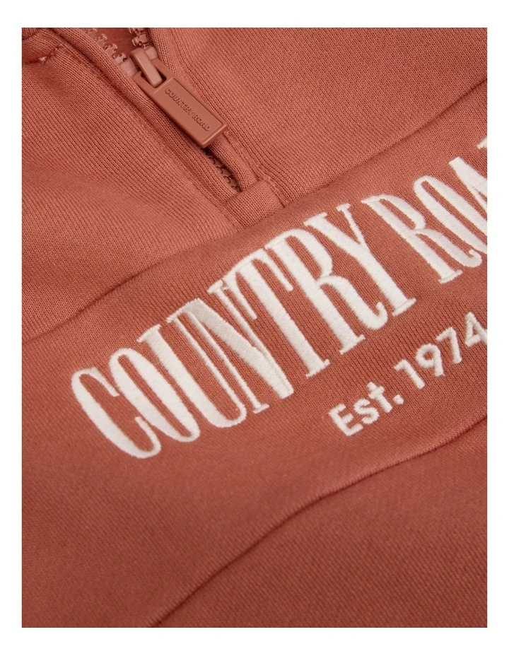 Verified Australian Cotton Heritage Half Zip Sweat in Terracotta image 2
