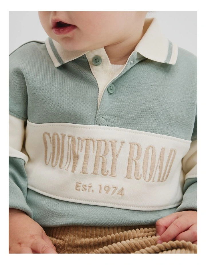 Organically Grown Cotton Logo Rugby T-Shirt in Fern image 2