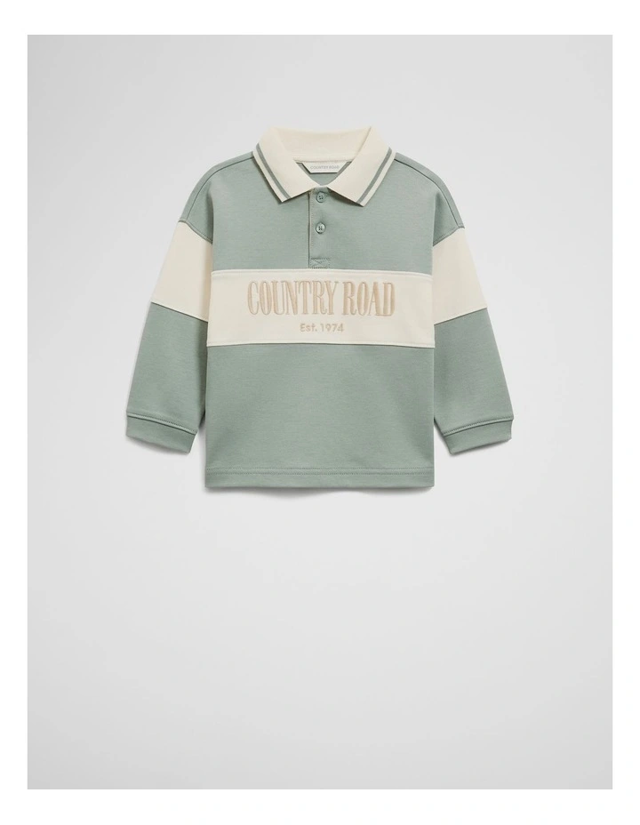 Organically Grown Cotton Logo Rugby T-Shirt in Fern image 4