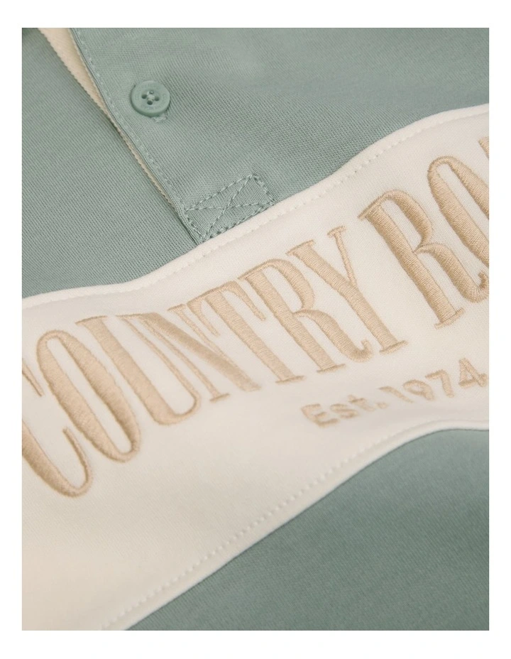 Organically Grown Cotton Logo Rugby T-Shirt in Fern image 5