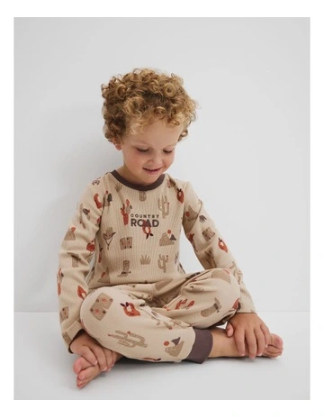 Australian Cotton Western Print Pyjama in Stone