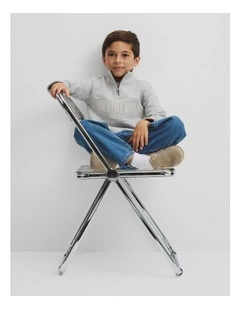 Verified Australian Cotton Heritage Half Zip Sweat in Lgm Contrast