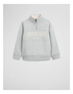 Verified Australian Cotton Heritage Half Zip Sweat in Lgm Contrast