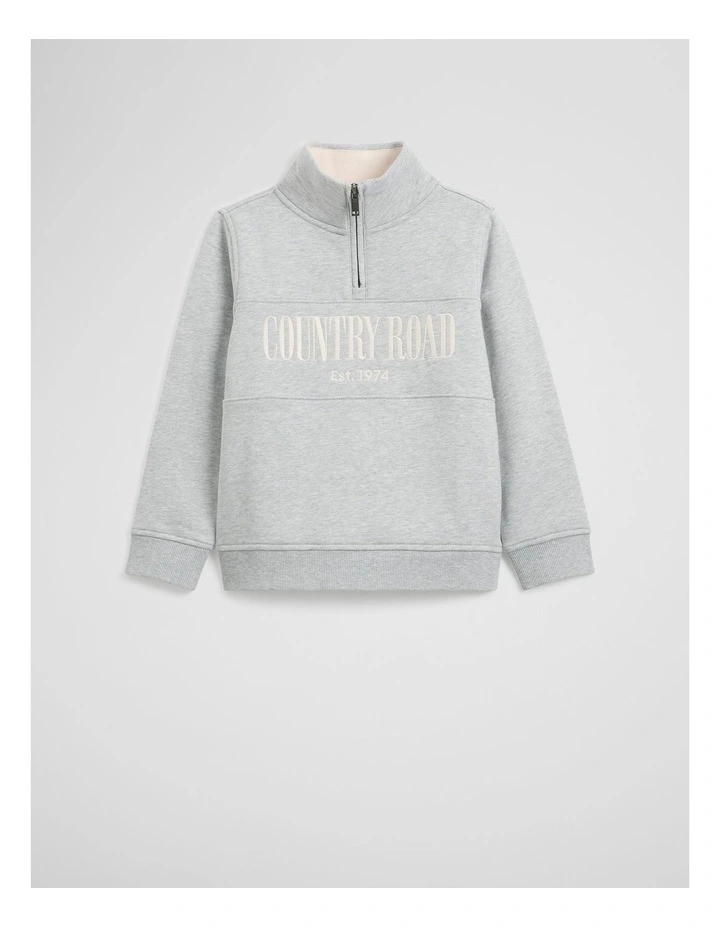 Verified Australian Cotton Heritage Half Zip Sweat in Lgm Contrast image 1