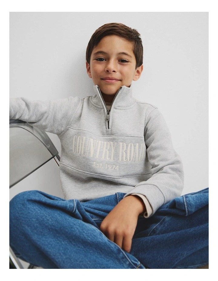 Verified Australian Cotton Heritage Half Zip Sweat in Lgm Contrast image 2