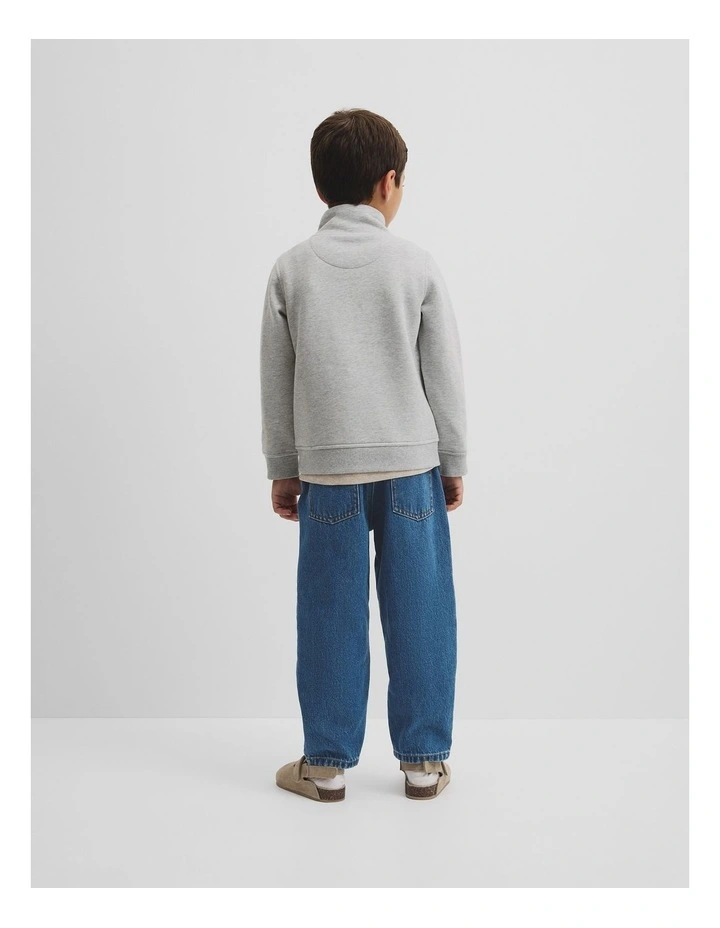 Verified Australian Cotton Heritage Half Zip Sweat in Lgm Contrast image 3