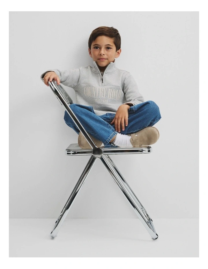 Verified Australian Cotton Heritage Half Zip Sweat in Lgm Contrast image 3