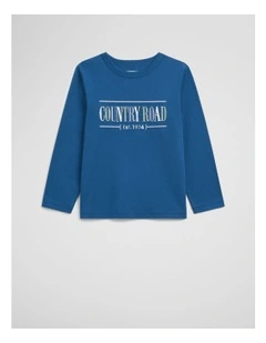 Verified Australian Cotton Long Sleeve Heritage T-shirt in Royal Blue Multi
